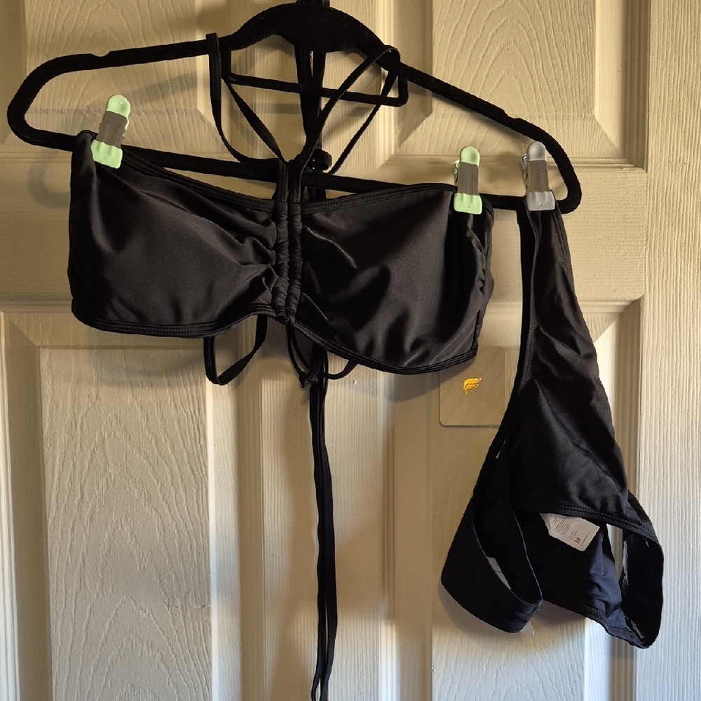 Chic Black Bandeau Top And Swim Bottoms by NOA Fabletics
